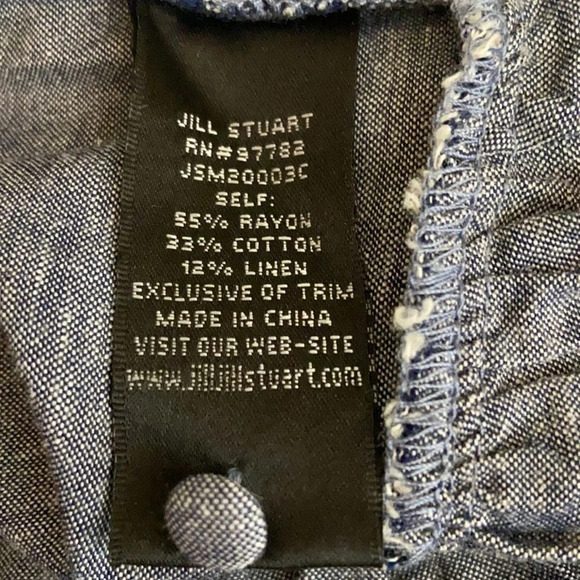 Jill Stuart Linen Blend Chambray Long Sleeve Ruffle Blouse - Size Small - Picture 6 of 7